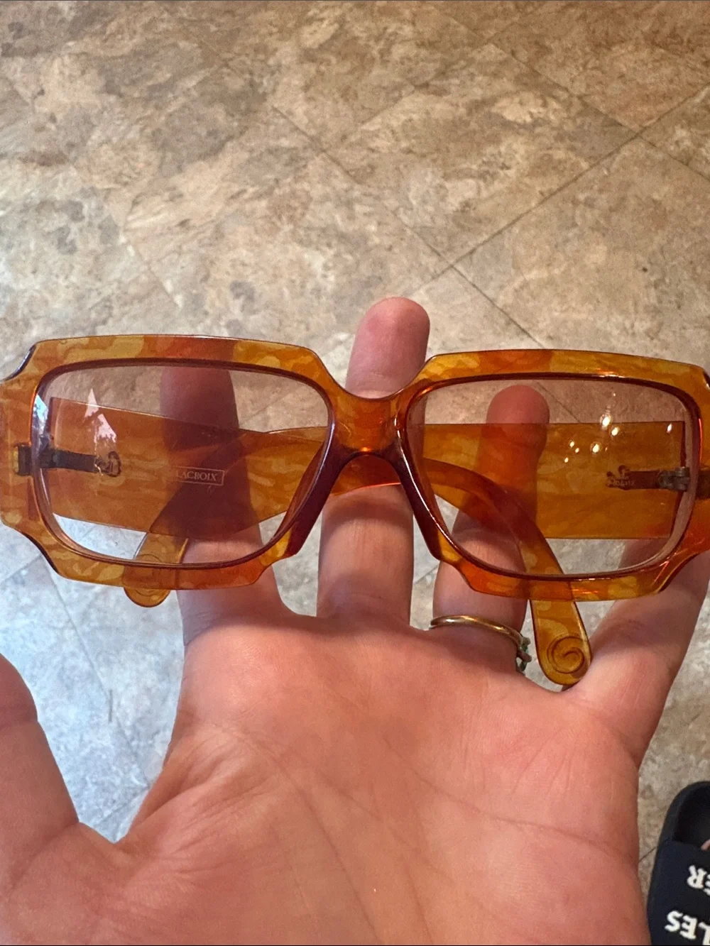 CHRISTIAN LACROIX RetroTransparent Amber Rectangular Women's Glasses
